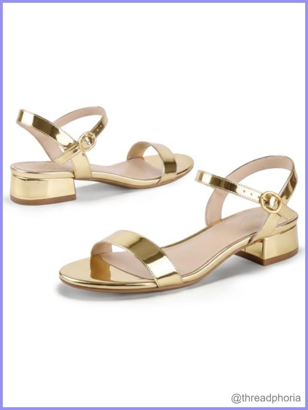 Ankis Women's Open Toe Block Low Heel Sandals with Ankle Strap